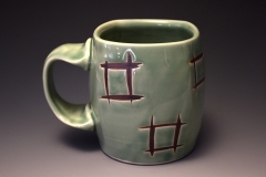 pseudo-cube celadon mug with