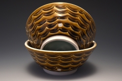 soup/salad bowls with amber wave pattern