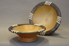 Hybrid bowls: stoneware with porcelain accent, tile 6 and black slip, salt fired.