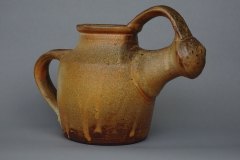 Rustic watering can: made from local clay (NC), salt/ash over tile 6 slip, wood fired.